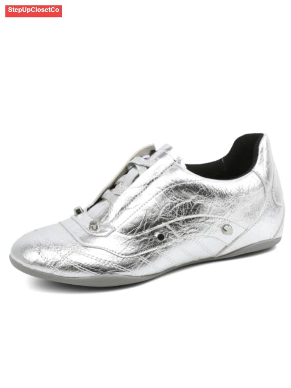 Women's Cushioned Walking Shoes Leather Rivet Sneakers Comfortable Athletic - Picture 5 of 6